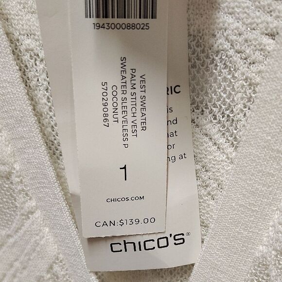 Chico's White Sleeveless Cardigan - Picture 2 of 4